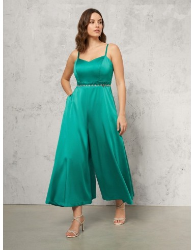 Curvy jumpsuit met gestructureerde satijnen broek en zakken Rinascimento Curvy