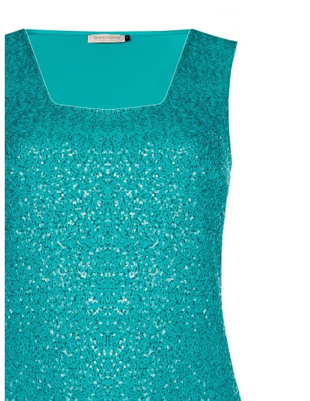 Curvy top aan de voorkant bedekt met pailletten en met een vierkante halslijn Rinascimento Curvy