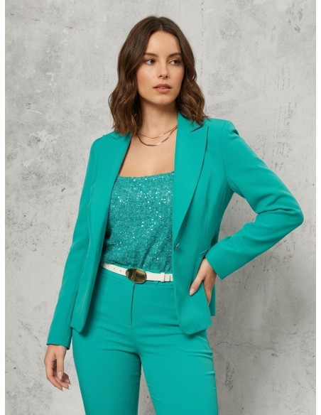 Curvy top aan de voorkant bedekt met pailletten en met een vierkante halslijn Rinascimento Curvy
