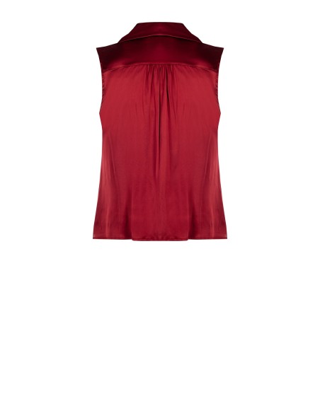 Soepelvallende satijnen Curvy-blouse met strikband en ketting aan de kraag – Rinascimento Curvy