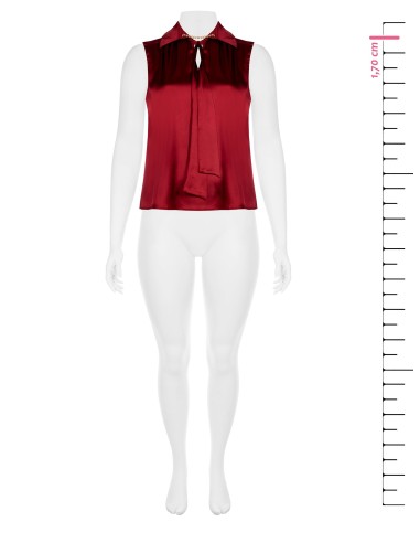 Soepelvallende satijnen Curvy-blouse met strikband en ketting aan de kraag – Rinascimento Curvy