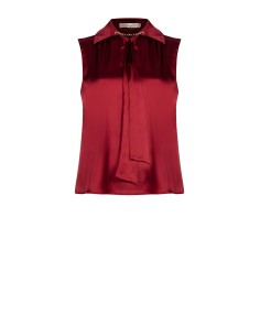 Soepelvallende satijnen Curvy-blouse met strikband en ketting aan de kraag – Rinascimento Curvy