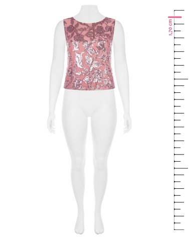 Top van zachte tule met paillettenborduursel Rinascimento Curvy