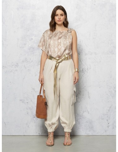 Curvy blouse van satijn met ring Rinascimento Curvy