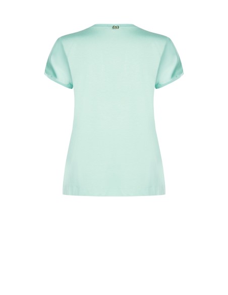 Curvy T-shirt, soepelvallend en asymmetrisch, met satijn aan de voorkant en viscose aan de achterkant, Rinascimento Curvy