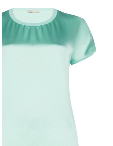 Curvy T-shirt, soepelvallend en asymmetrisch, met satijn aan de voorkant en viscose aan de achterkant, Rinascimento Curvy