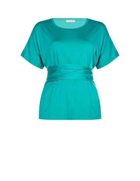 Curvy oversized T-shirt met lange satijnen ceintuur met korsetlook Rinascimento Curvy