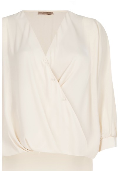 Asymmetrische soepelvallende curvy blouse van georgette Rinascimento Curvy