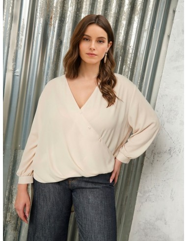 Asymmetrische soepelvallende curvy blouse van georgette Rinascimento Curvy