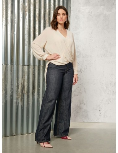 Asymmetrische soepelvallende curvy blouse van georgette Rinascimento Curvy