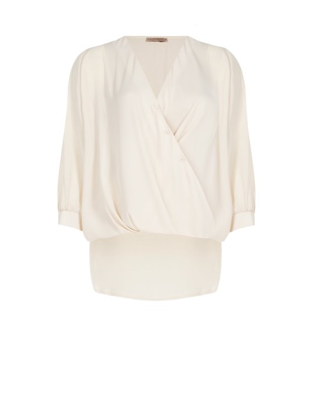Asymmetrische soepelvallende curvy blouse van georgette Rinascimento Curvy