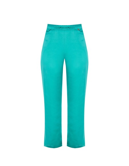 Curvy-broek van satijn aan de voorkant en viscose aan de achterkant – Rinascimento Curvy