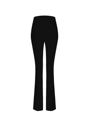 Rinascimento broek met wijde pijpen van technische stof en hoge tailleband