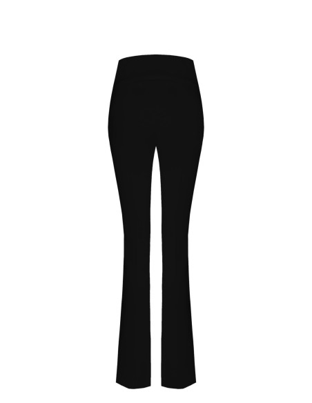 Rinascimento broek met wijde pijpen van technische stof en hoge tailleband