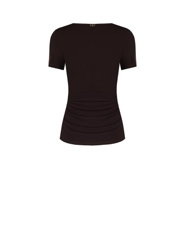 Stretchblouse in boxy model met drapering aan de zijkant Rinascimento