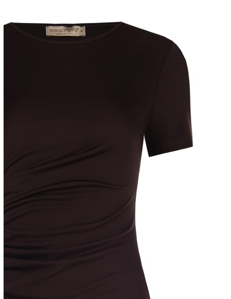 Stretchblouse in boxy model met drapering aan de zijkant Rinascimento
