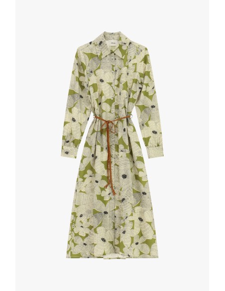 Dixie midi-overhemdjurk met bloemenprint en riem