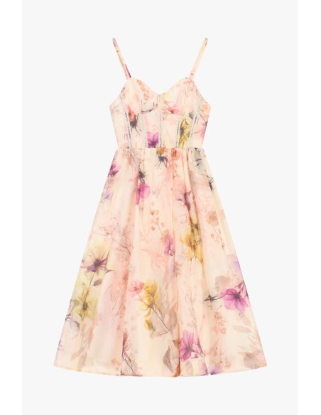 Midi-jurk met spaghettibandjes en bloemenprint van Dixie