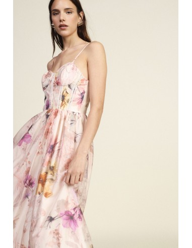 Midi-jurk met spaghettibandjes en bloemenprint van Dixie