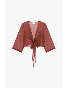 Transparante korte blouse met driekwartmouwen Dixie