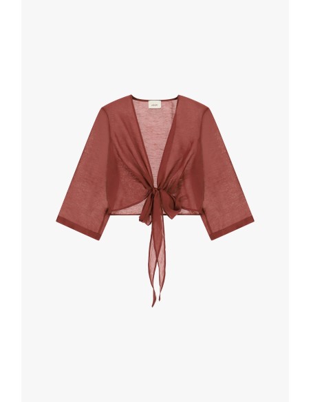 Transparante korte blouse met driekwartmouwen Dixie