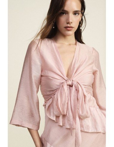 Blouse met frontknoop en 3/4-mouwen Dixie