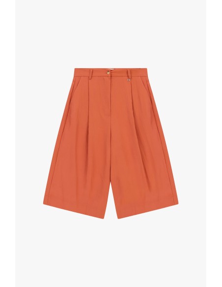 Dixie Bermuda met hoge taille, plooien en zijzakken