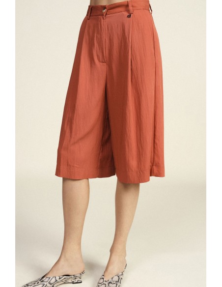 Dixie Bermuda met hoge taille, plooien en zijzakken