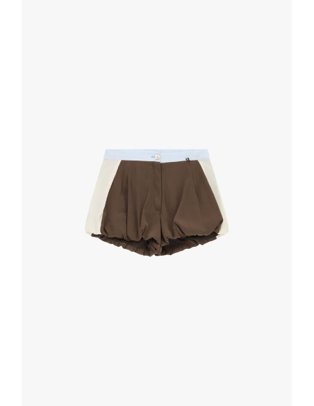Dixie hotpants met contrasterende tailleband en gerimpelde zoom