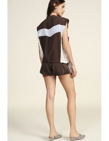 Dixie hotpants met contrasterende tailleband en gerimpelde zoom