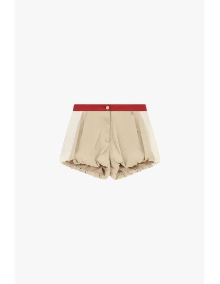 Dixie hotpants met contrasterende tailleband en gerimpelde zoom