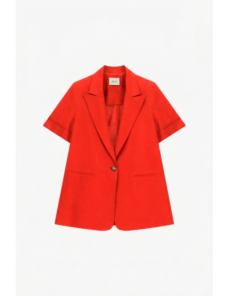 Dixie blazer met korte mouwen, enkele rij knopen en paspelzakken