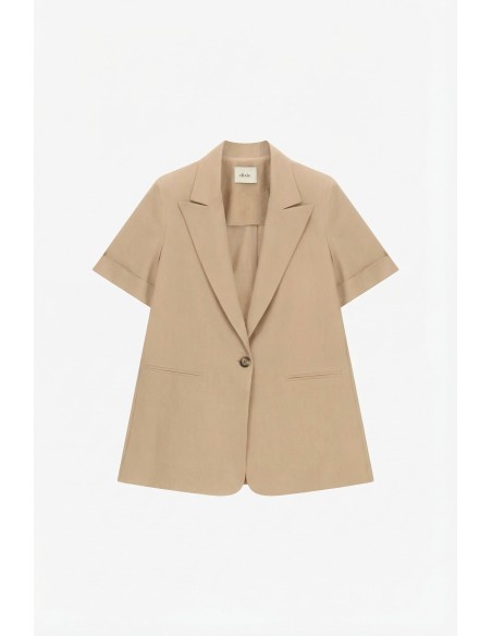 Dixie blazer met korte mouwen, enkele rij knopen en paspelzakken