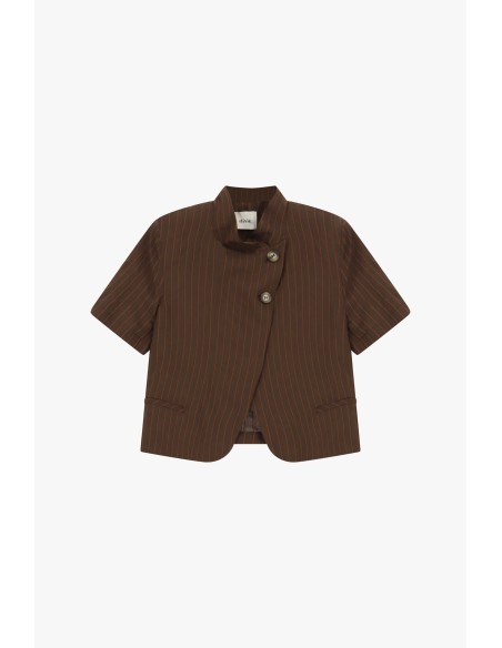 Korte gestreepte blazer met korte mouwen en asymmetrische knopen Dixie