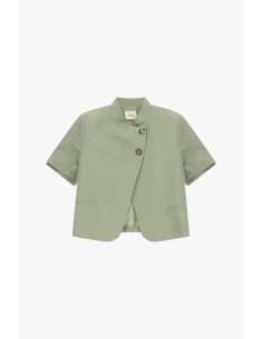 Korte gestreepte blazer met korte mouwen en asymmetrische knopen Dixie