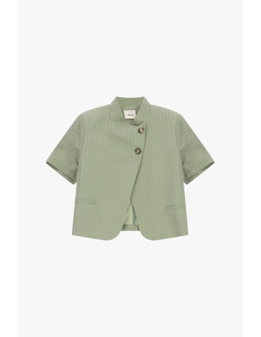 Korte gestreepte blazer met korte mouwen en asymmetrische knopen Dixie