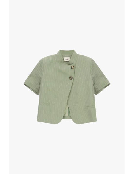 Korte gestreepte blazer met korte mouwen en asymmetrische knopen Dixie