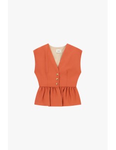 Kort gilet met knopen en gerimpelde volant Dixie 2