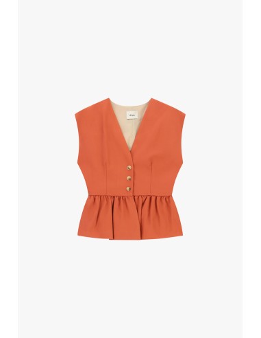 Kort gilet met knopen en gerimpelde volant Dixie