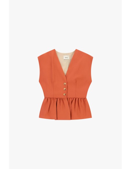 Kort gilet met knopen en gerimpelde volant Dixie
