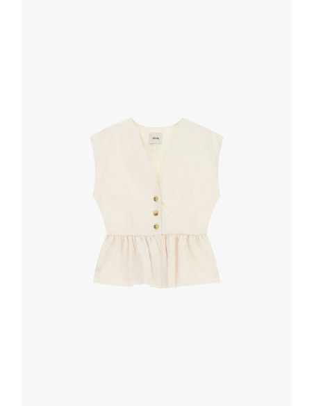 Kort gilet met knopen en gerimpelde volant Dixie
