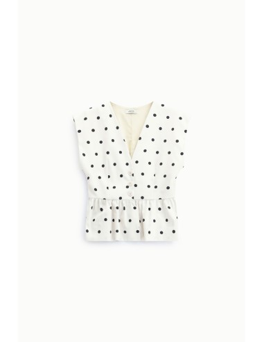 Gilet met peplum en stippen, V-hals Dixie