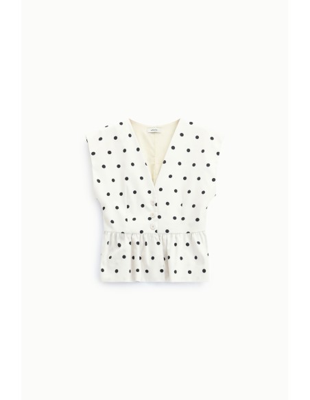 Gilet met peplum en stippen, V-hals Dixie