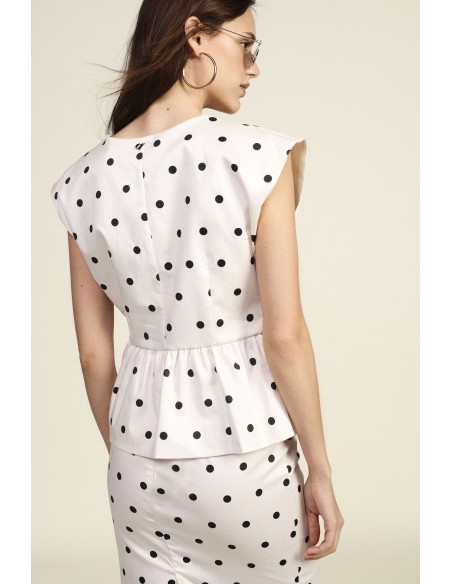 Gilet met peplum en stippen, V-hals Dixie