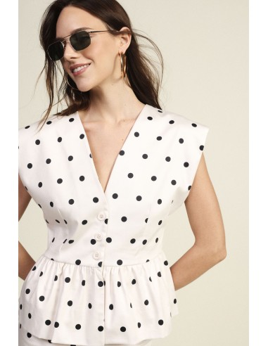 Gilet met peplum en stippen, V-hals Dixie