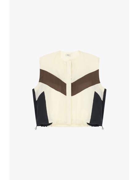 Kort vest met colorblockmotief en trekkoord van Dixie