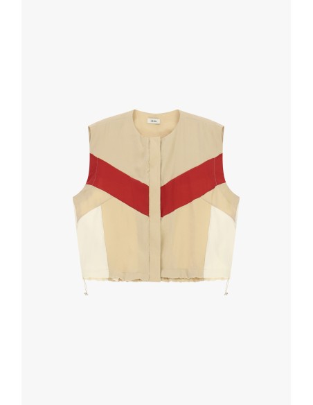 Kort vest met colorblockmotief en trekkoord van Dixie