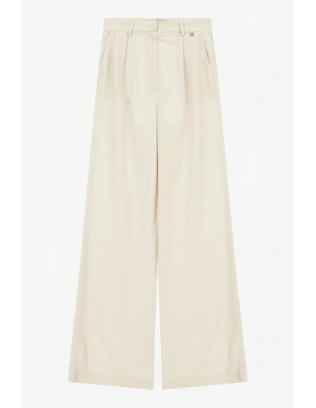 Dixie broek met hoge taille, wijde pijpen en plooien