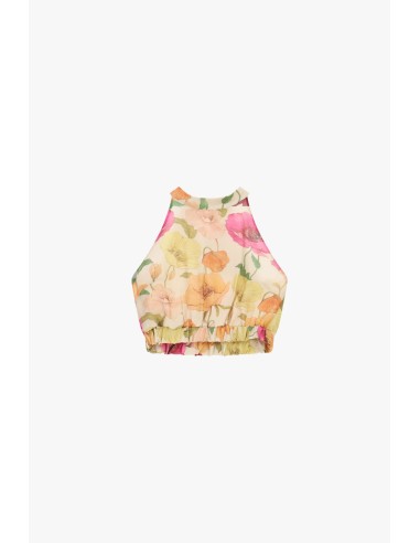 Korte top met bloemenprint en gerimpelde zoom van Dixie