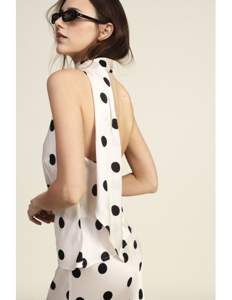 Asymmetrische top met stippen en sjaaltje Dixie